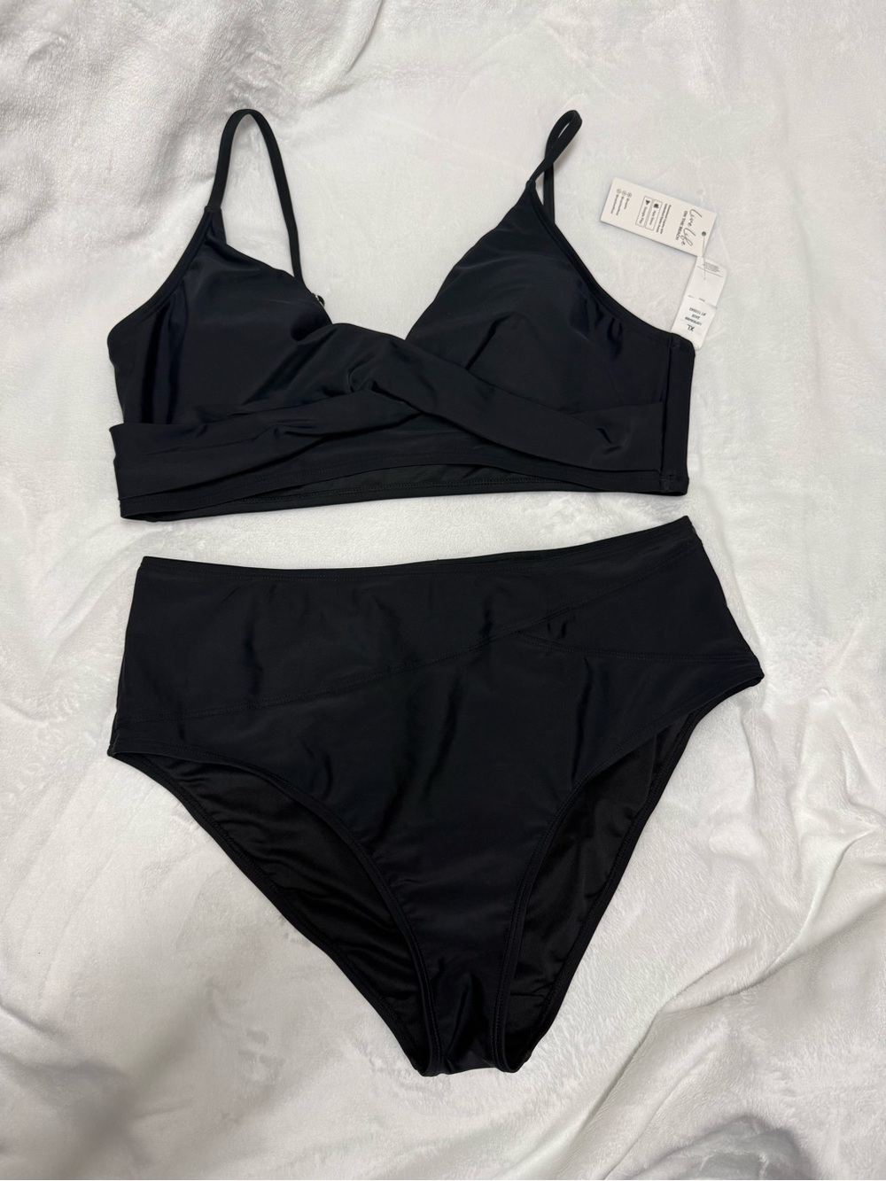 Cupshe Black Twist-Front High-Waist Bikini Set